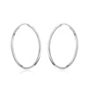 925 Sterling Silver Endless Hoop Earrings 50MM or 60MM, Bridal Fine Jewelry Hollow Tube Hoop Earrings - KaleaBoutique.com