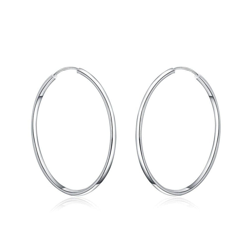 925 Sterling Silver Endless Hoop Earrings 50MM or 60MM, Bridal Fine Jewelry Hollow Tube Hoop Earrings - KaleaBoutique.com