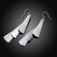 925 Sterling Silver Posts Bridal Dangle Earrings, Bridesmaid Triple Layer Triangle Statement Earrings - KaleaBoutique.com