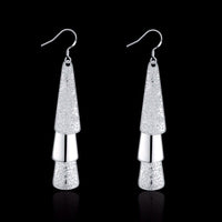 925 Sterling Silver Posts Bridal Dangle Earrings, Bridesmaid Triple Layer Triangle Statement Earrings - KaleaBoutique.com