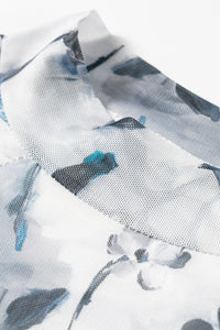 KaleaBoutique Stylish Floral Mesh High Neck Long Sleeve Sheath Top - KaleaBoutique.com