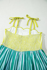 KaleaBoutique Stylish Scalloped Contrast Patchwork Knot Strap Midi Dress - KaleaBoutique.com