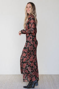 KaleaBoutique Stylish Retro Floral Print Long Sleeve Casual Mesh Dress - KaleaBoutique.com