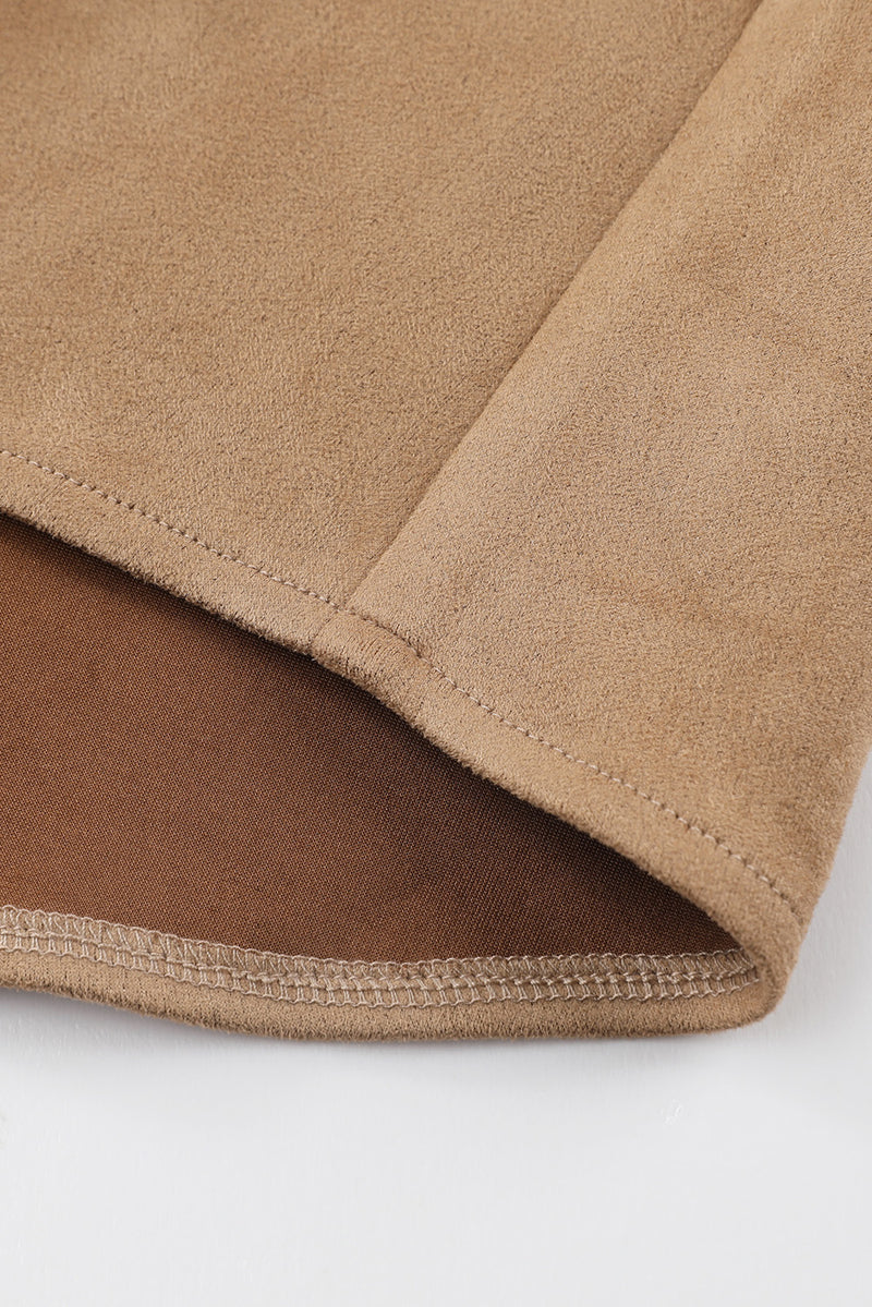 KaleaBoutique Fringe Trim Plus Size Suede Shacket - KaleaBoutique.com