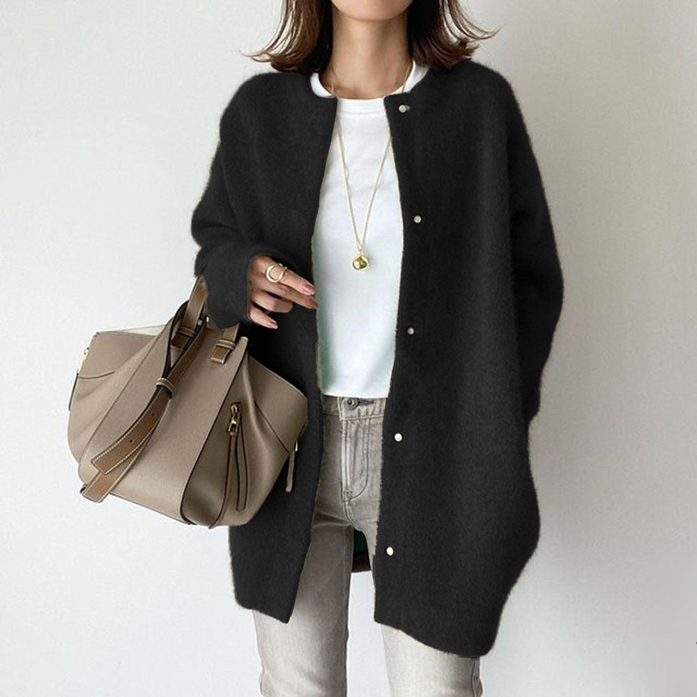 Women's Round-Neck Button-Front Longline Cardigan - KaleaBoutique.com