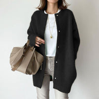 Women's Round-Neck Button-Front Longline Cardigan - KaleaBoutique.com