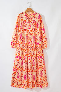 Western Abstract Geometric Printed Maxi Dress - KaleaBoutique.com