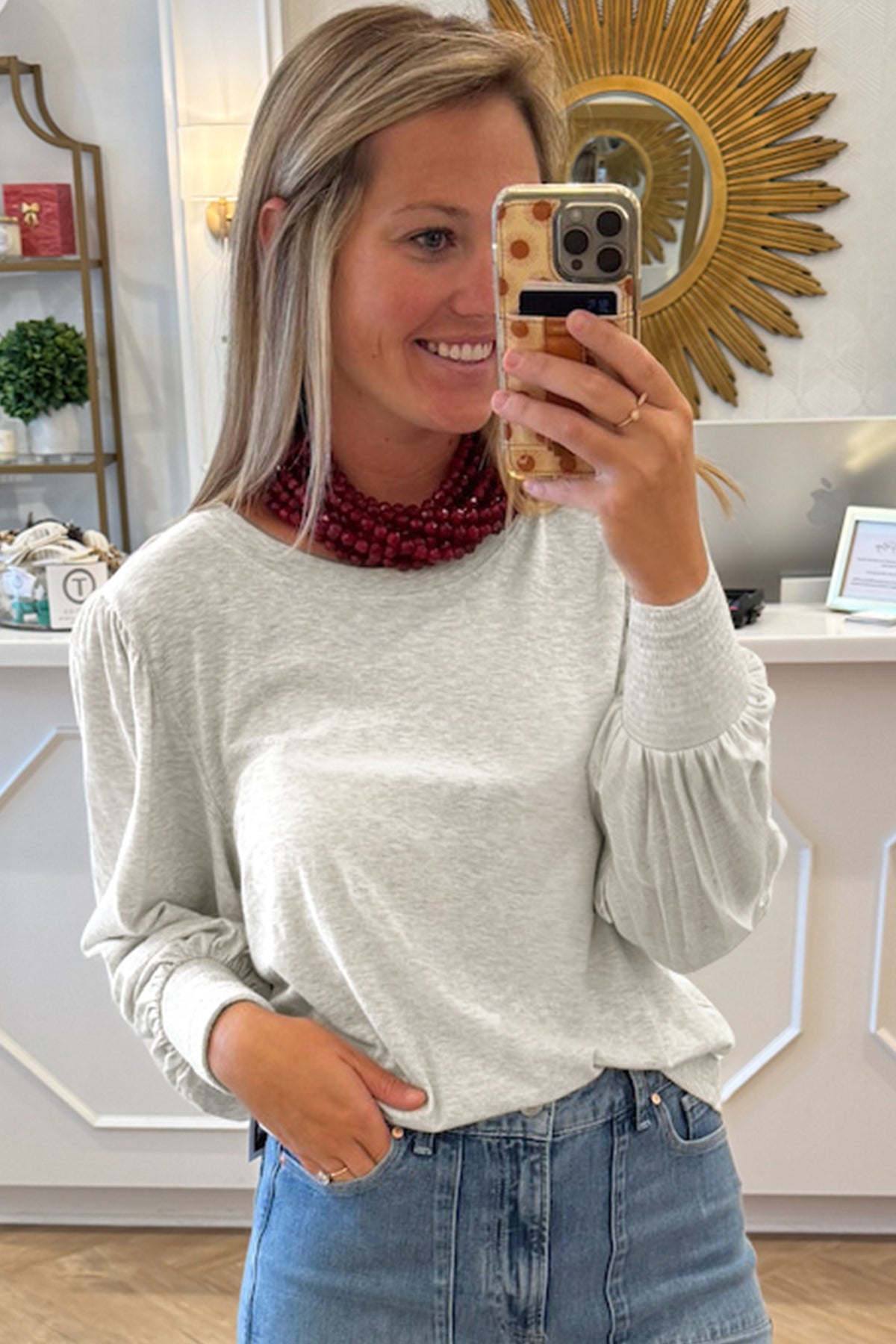 KaleaBoutique Shirred Cuffs Puff Sleeve Peasant Top - KaleaBoutique.com