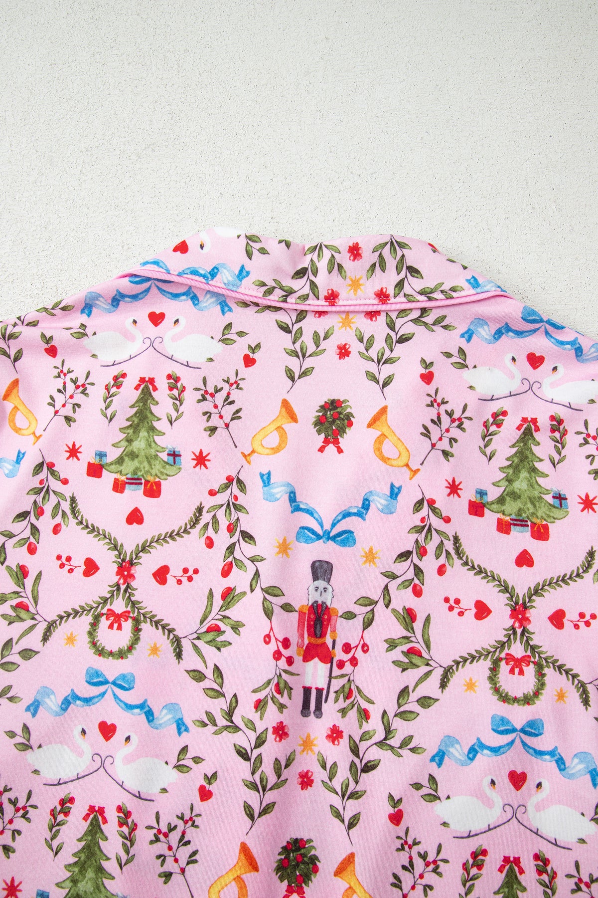 KaleaBoutique Comfortable Nutcracker Doll Christmas Print Ribbon Tie Waist Short 2pcs Pajama Set - KaleaBoutique.com