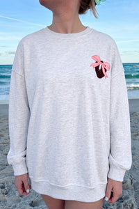 KaleaBoutique Comfortable Embroidered Football Bow Back Long Sleeve Sweatshirt - KaleaBoutique.com