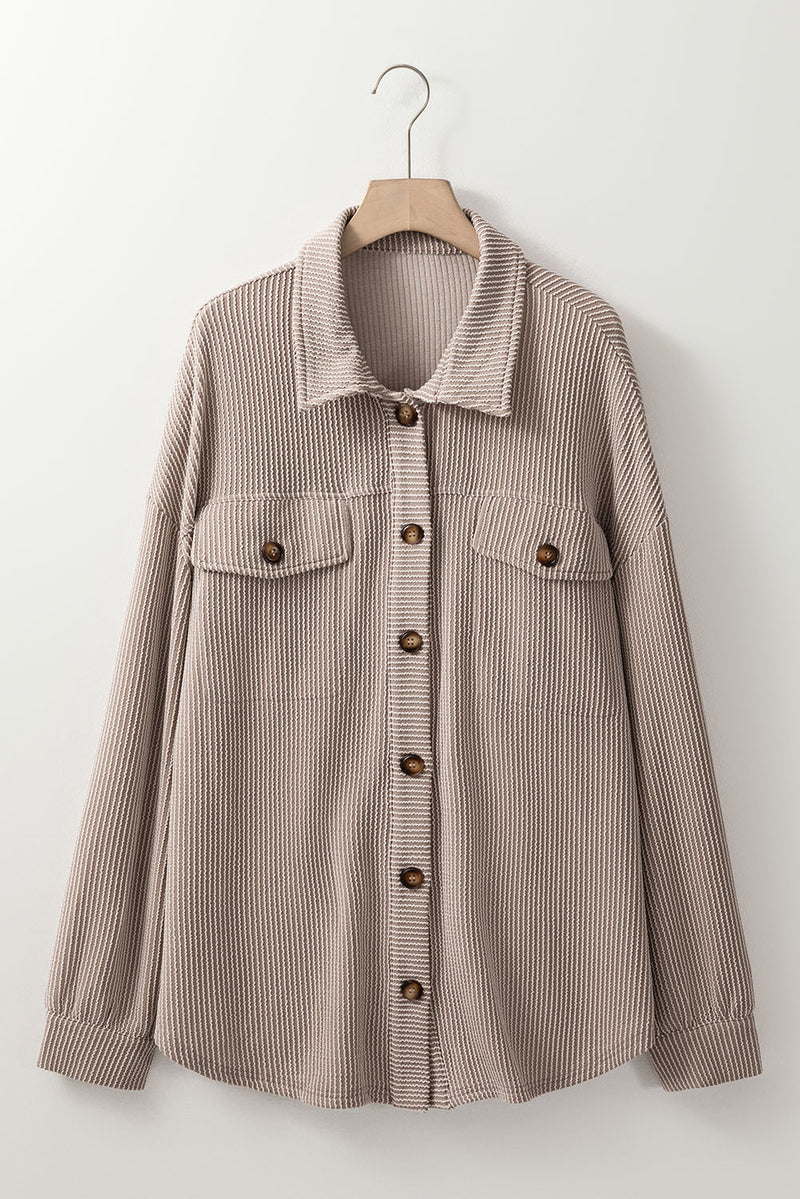 KaleaBoutique Solid Corded Drop Shoulder Plus Size Shacket - KaleaBoutique.com