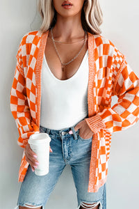 KaleaBoutique Stylish Checkered Open Front Drop Shoulder Cardigan - KaleaBoutique.com