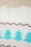 KaleaBoutique Stylish Striped Christmas Tree Ribbed Trim Drop Shoulder Sweater - KaleaBoutique.com