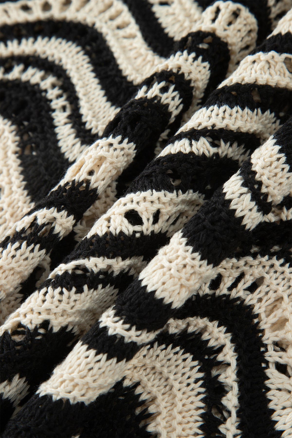 KaleaBoutique Stylish Wavy Crochet Eyelet Detail Ruffle Half Sleeve Sweater - KaleaBoutique.com