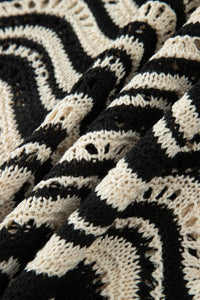 KaleaBoutique Stylish Wavy Crochet Eyelet Detail Ruffle Half Sleeve Sweater - KaleaBoutique.com