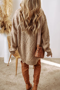 KaleaBoutique Stylish Cable Knit Drop Shoulder Loose Fit Sweater Dress - KaleaBoutique.com