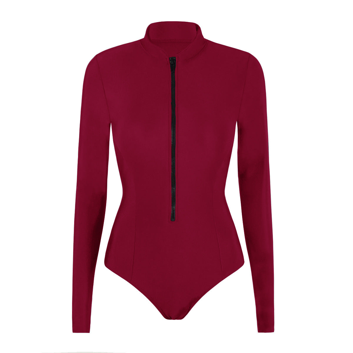 Women High-Neck Long-Sleeve Zip-Front One-Piece Swimsuit - KaleaBoutique.com