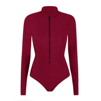 Women High-Neck Long-Sleeve Zip-Front One-Piece Swimsuit - KaleaBoutique.com