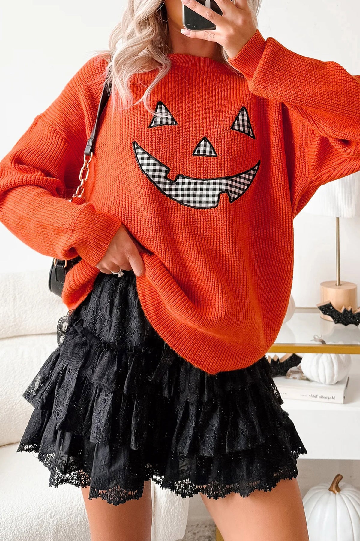 Drop Shoulder Long Sleeve Round Neck Halloween Sweater - KaleaBoutique.com
