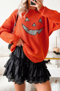 Drop Shoulder Long Sleeve Round Neck Halloween Sweater - KaleaBoutique.com