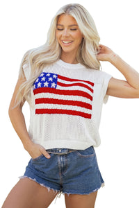 KaleaBoutique Stylish Flag Graphic Short Sleeve Sweater Top - KaleaBoutique.com