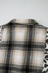 KaleaBoutique Plus Size Plaid Leopard Printed Patchwork Button Up Shacket - KaleaBoutique.com