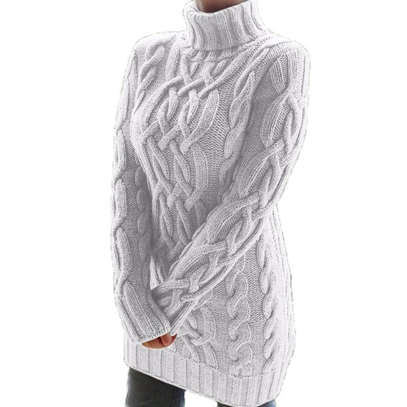 Women's Cable-Knit Turtleneck Sweater Dress - KaleaBoutique.com