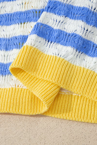 KaleaBoutique Comfortable Striped Colorblock Button Front Long Sleeve Loose Fit Knit Cardigan - KaleaBoutique.com