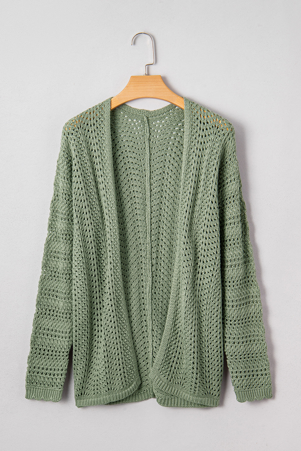 KaleaBoutique Stylish Scalloped Edge Eyelet Knit Batwing Sleeve Cardigan - KaleaBoutique.com