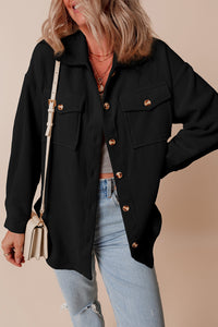 Corduroy Flap Pocket Button Up Shacket - KaleaBoutique.com