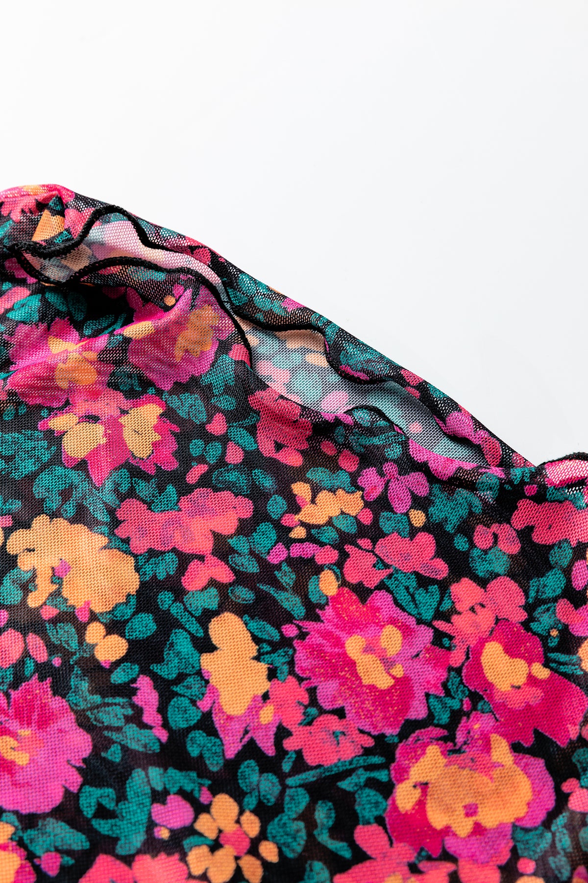 KaleaBoutique Stylish Slim Fit Floral Mesh Long Sleeve Mock Neck Top - KaleaBoutique.com