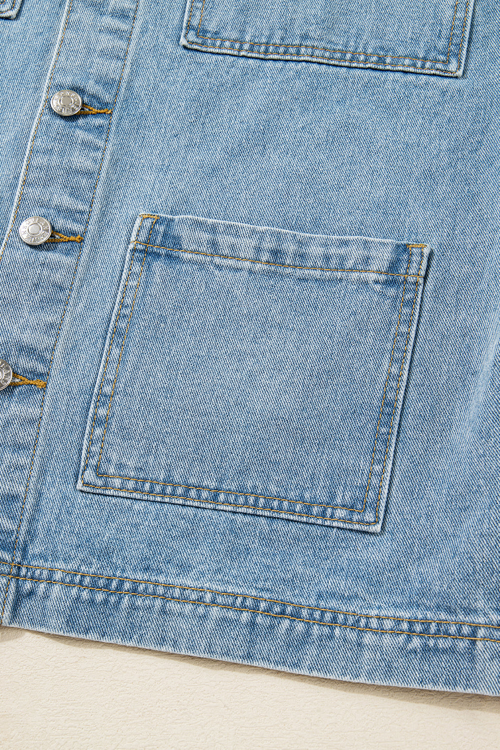Multi Patched Pockets Side Tie up Boyfriend Style Denim Jacket - KaleaBoutique.com