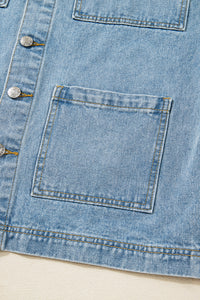 Multi Patched Pockets Side Tie up Boyfriend Style Denim Jacket - KaleaBoutique.com
