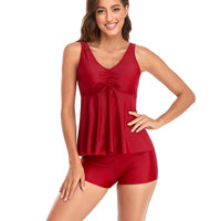 Women's Ruched Swim Top and Shorts 2 PC Tankini Set - KaleaBoutique.com