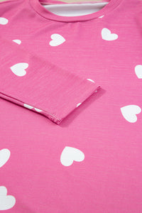 KaleaBoutique Comfortable Valentine Heart Print Long Sleeve Tee and Shorts Lounge Set - KaleaBoutique.com