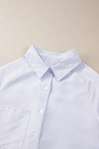 KaleaBoutique Stylish Striped Shirred Cuff Buttoned Loose Fit Shirt - KaleaBoutique.com