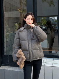 Women’s Relaxed Hooded Zip-Up Puffer Coat - KaleaBoutique.com