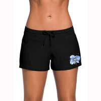 Women's Tie-Front Boxer Swim Shorts with Graphic Design - KaleaBoutique.com