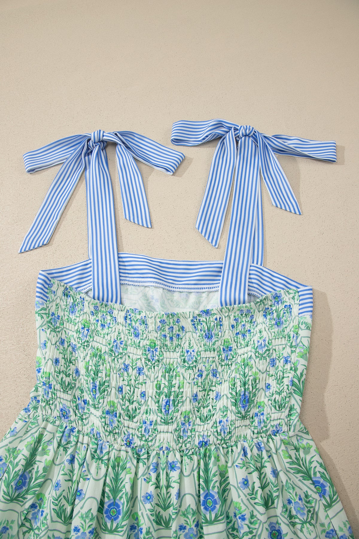 KaleaBoutique Stylish Geometric Floral Print Striped Patchwork Detail Sleeveless Dress（Runs Small ） - KaleaBoutique.com