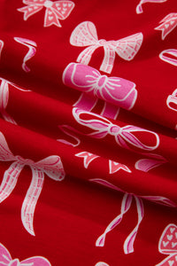 KaleaBoutique Comfortable Sweet Bow Print Shirt Style Top Long 2pcs Pajama Set - KaleaBoutique.com
