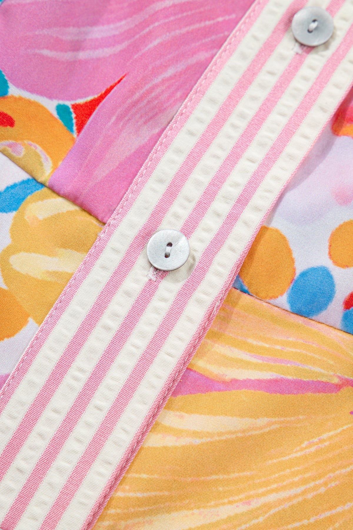 KaleaBoutique Stylish Floral Print Striped Trim Button Down Short Sleeve Vacation Dress - KaleaBoutique.com