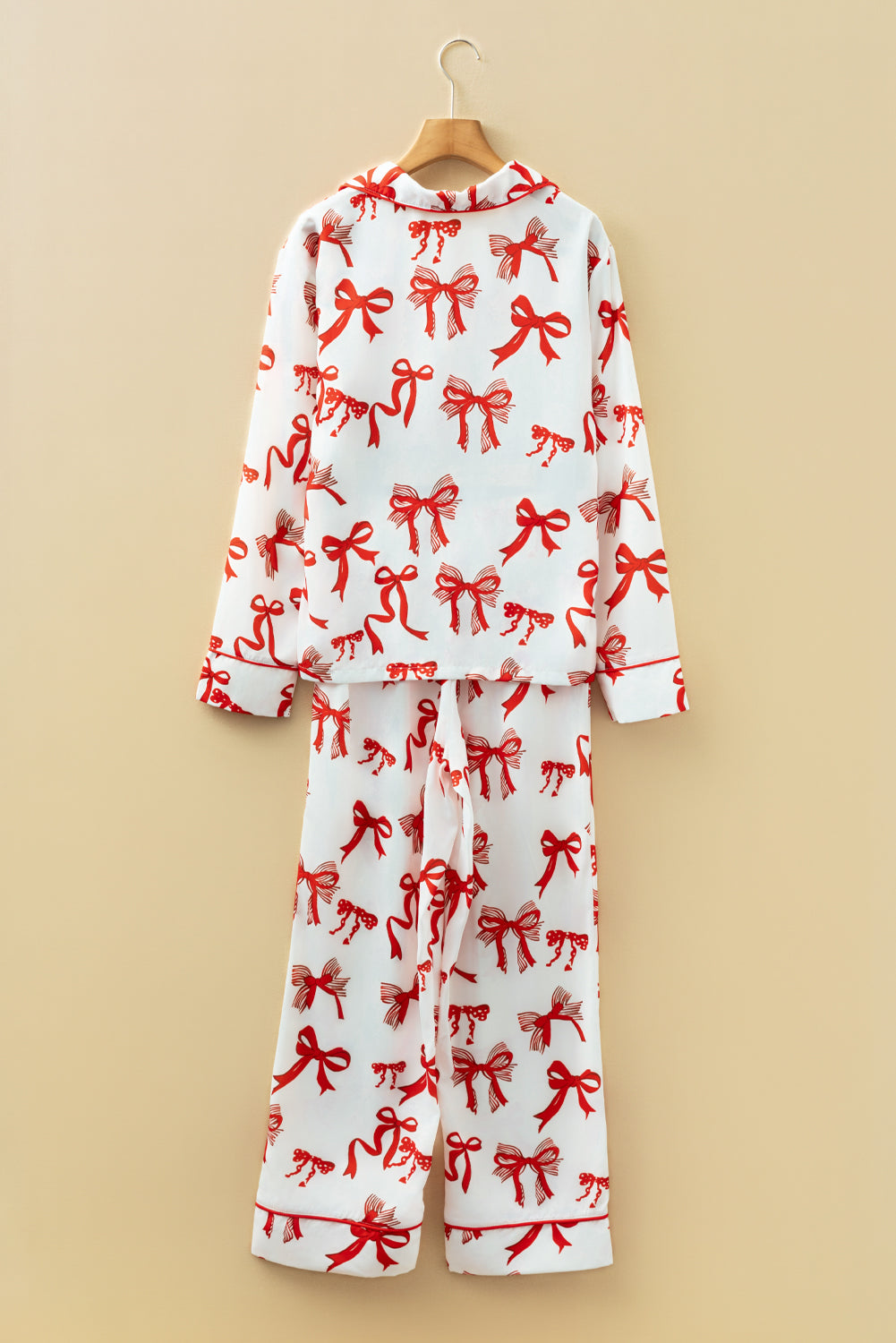 KaleaBoutique Stylish Christmas Bow Print Long 2pcs Pajama Set - KaleaBoutique.com