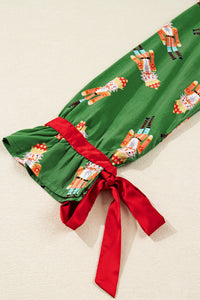KaleaBoutique Stylish Christmas Candy Contrast Trim Bow Knot Silky 2pcs Pajama Set - KaleaBoutique.com
