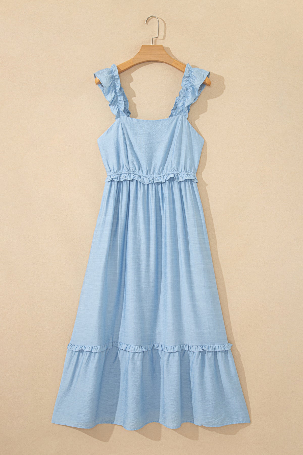 KaleaBoutique Stylish Solid Color Ruffle Trim High Waist Sleeveless Maxi Dress - KaleaBoutique.com