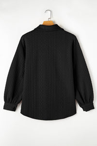 Cable Texture Puff Sleeve Loose Shacket - KaleaBoutique.com