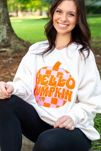KaleaBoutique Stylish Terry Halloween Pumpkin Patched Pattern Pullover Sweatshirt - KaleaBoutique.com