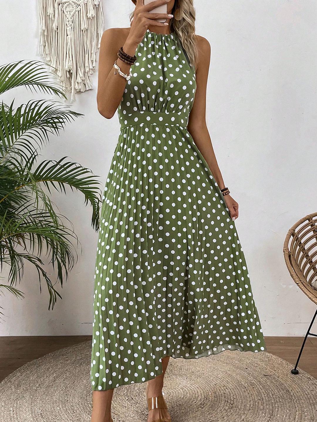 Women's Printed Halter-Neck Gathered-Waist Midi Dress - KaleaBoutique.com
