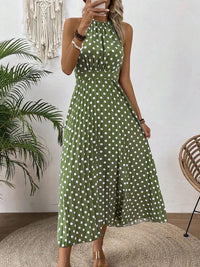 Women's Printed Halter-Neck Gathered-Waist Midi Dress - KaleaBoutique.com