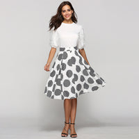 Women's Large Circle-Print Flared Midi Skirt - KaleaBoutique.com