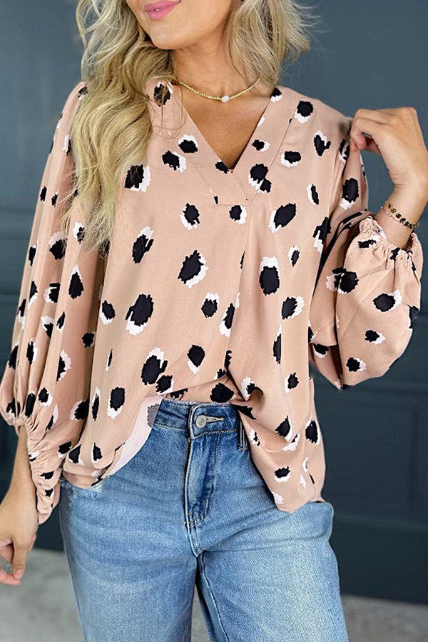 KaleaBoutique Classic Leopard V Neck Bracelet Sleeve Blouse - KaleaBoutique.com